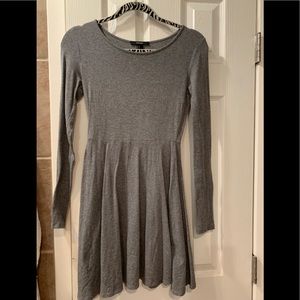 Gray Long Sleeve Casual Dress